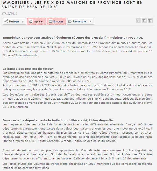 Immobilier : Les prix des maisons de Province sont en baisse de près de 10 %