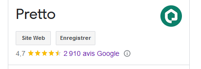 note pour les avis Pretto sur Google