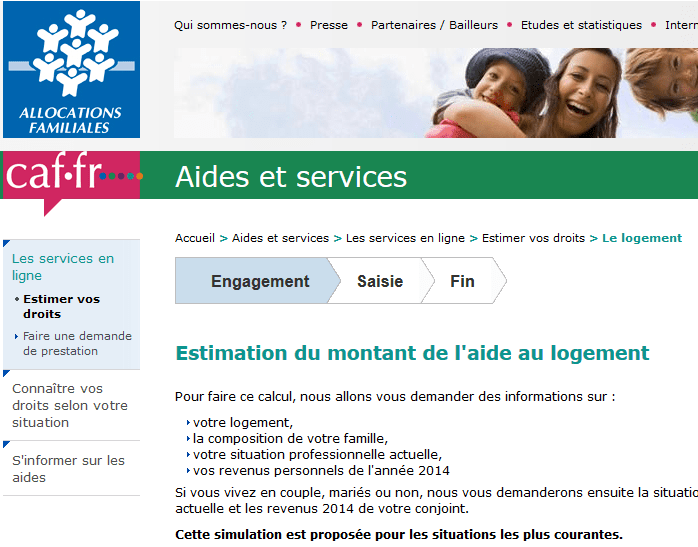 Début de la simulation d'APL sur le site de la CAF pour quelqu'un qui n'est pas encore allocataire