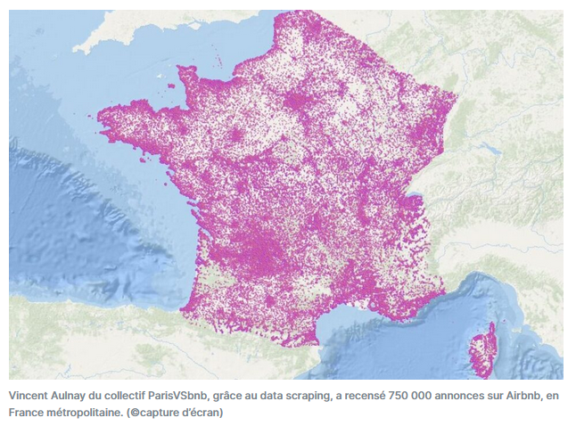 carte emplacement airbnb en France