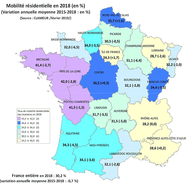 Carte de l'activité des locations privées de logements en France en 2019