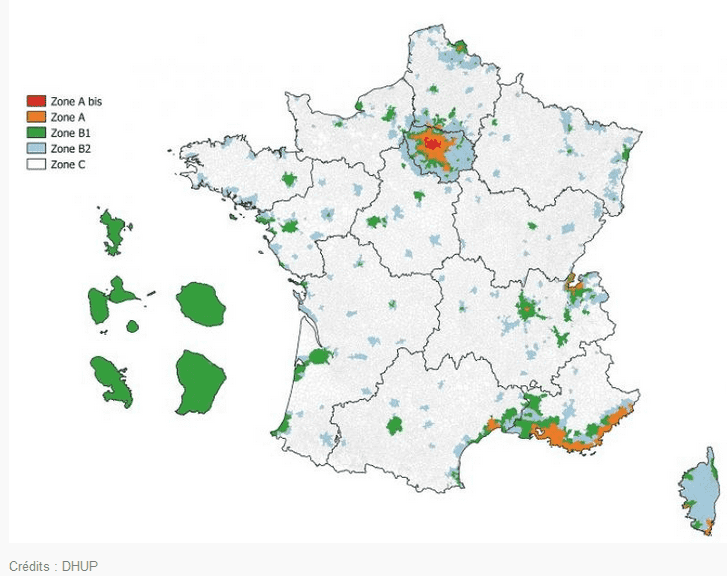 Zone Pinel en 2024 : la carte de France des différentes zones éligibles (A Bis, A et B1)