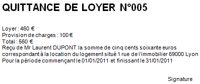 Exemple de quittance de loyer avec le modèle gratuit de l'ANIL