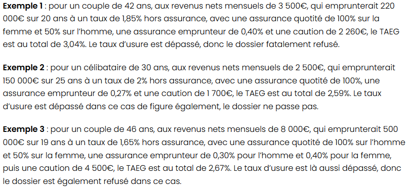 exemples de dossiers bloqués cités par Meilleurtaux