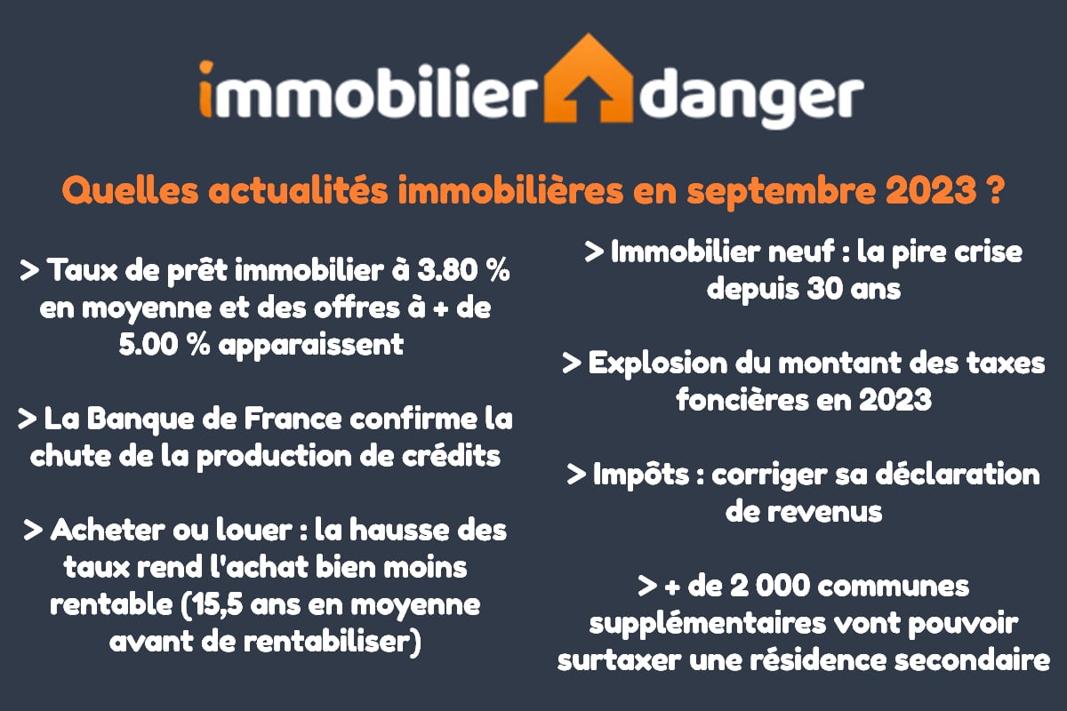 actualité immobilier septembre 2023