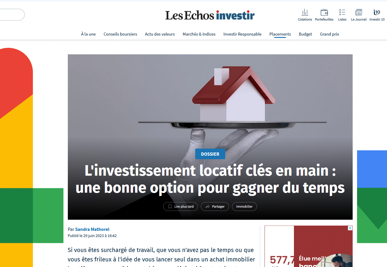 investir en clé en mains interview pour Investir LesEchos