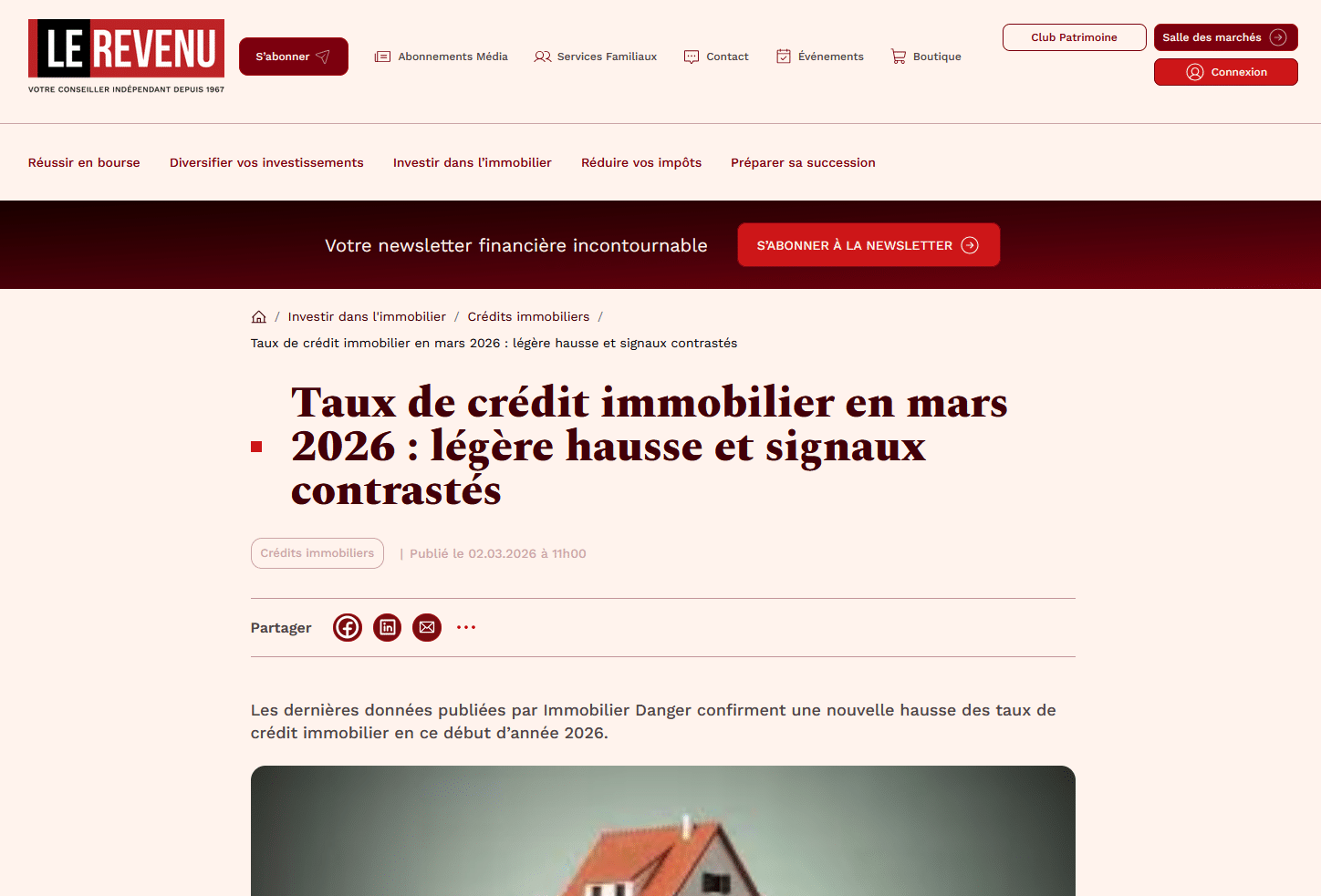 article sur Le Revenu sur l'analyse des taux d'Immobilier Danger