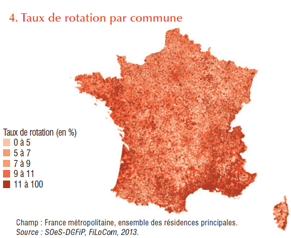 Carte des taux de mutation d'une commune à une autre