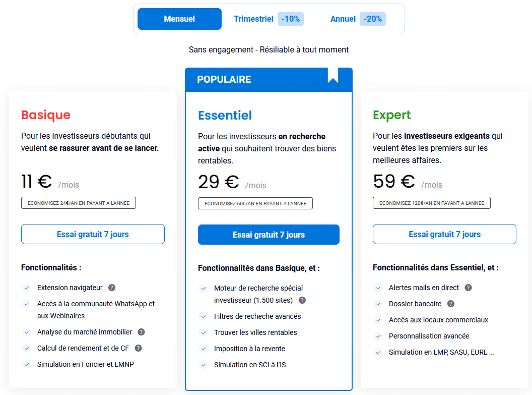 tarif mensuel Lybox Immobilier