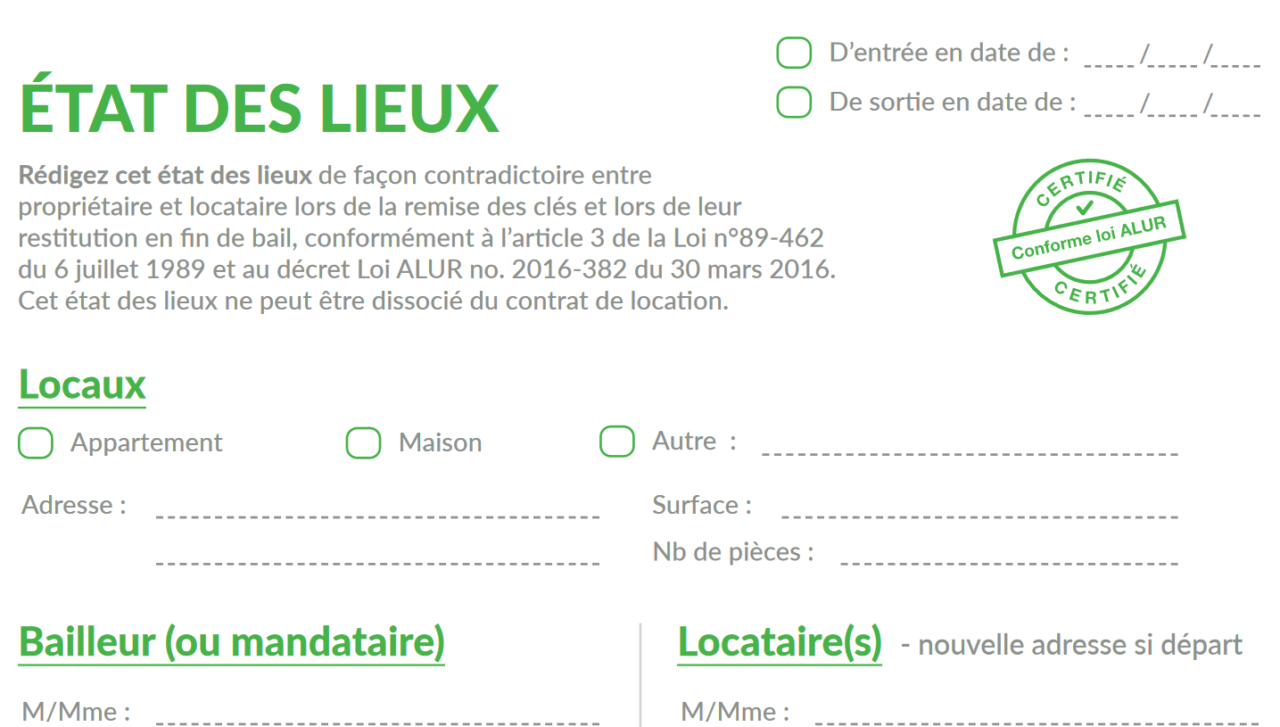 État des Lieux Modèle Gratuit PDF EDL d